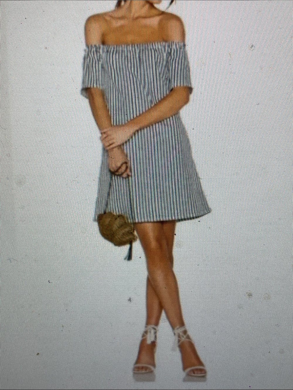 Ag Off-Shoulder Black & White Striped Summer Dress-new